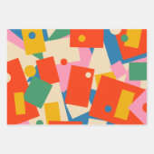 Farbenfrohe 80er Geometric Abstrakt Modern Pattern Geschenkpapier Set (Vorderseite)
