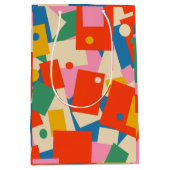 Farbenfrohe 80er Geometric Abstrakt Modern Pattern Mittlere Geschenktüte (Vorderseite)