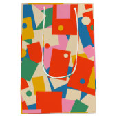 Farbenfrohe 80er Geometric Abstrakt Modern Pattern Mittlere Geschenktüte (Rückseite)