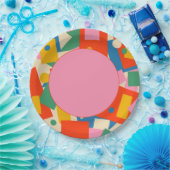 Farbenfrohe 80er Geometric Abstrakt Modern Pattern Pappteller (Party)