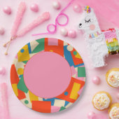 Farbenfrohe 80er Geometric Abstrakt Modern Pattern Pappteller (Party)