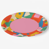 Farbenfrohe 80er Geometric Abstrakt Modern Pattern Pappteller (Schrägansicht)