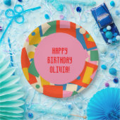 Farbenfrohe 80er Geometric Abstrakt Moderne Gerahm Pappteller (Party)