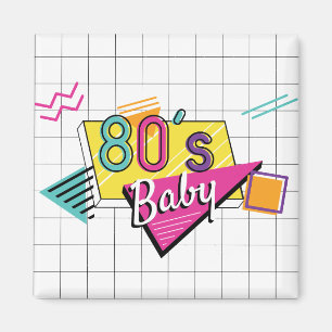 Farbenfrohe 80er Jahre Baby Magnet