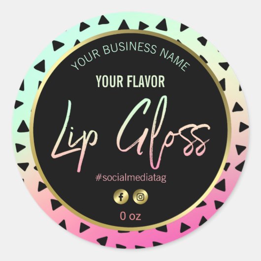 Farbenfrohe 80er Jahre Design Lip Gloss Labels Runder Aufkleber (Vorderseite)