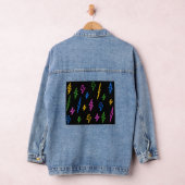 Farbenfrohe 80er Jahre Neon Lightning Pattern Jeansjacke (Hangar)