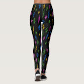 Farbenfrohe 80er Jahre Neon Lightning Pattern Leggings (Rückseite)