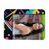 Farbenfrohe 80er Jahre Retro Navy & Pink Abschluss Magnet (Horizontal)