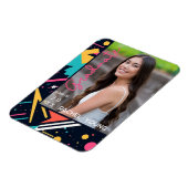 Farbenfrohe 80er Jahre Retro Navy & Pink Abschluss Magnet (Linke Seite)