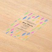 Farbenfrohe 80er Jahre Retro Neon Blitze Geburtsta Acryleinladungen (Ablage )