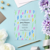 Farbenfrohe 80er Jahre Retro Neon Blitze Geburtsta Acryleinladungen (In Situ (Hochzeit))