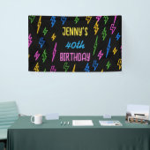 Farbenfrohe 80er Jahre Retro Neon Blitze Geburtsta Banner (Messeveranstaltung)