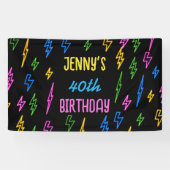 Farbenfrohe 80er Jahre Retro Neon Blitze Geburtsta Banner (Horizontal)