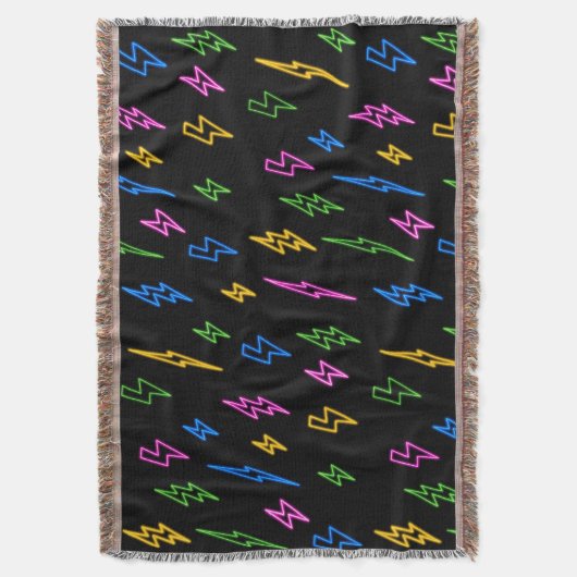 Farbenfrohe 80er Jahre Retro Neon Blitze Muster Decke (Vorderseite Vertikal)