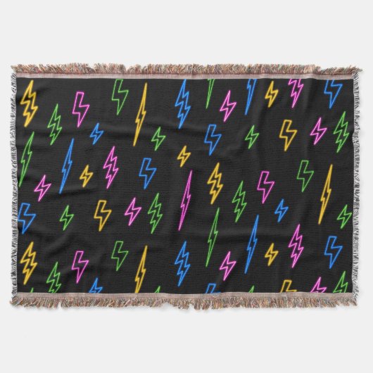 Farbenfrohe 80er Jahre Retro Neon Blitze Muster Decke (Vorderseite)