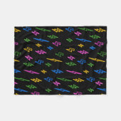 Farbenfrohe 80er Jahre Retro Neon Blitze Muster Fleecedecke (Vorderseite (Horizontal))