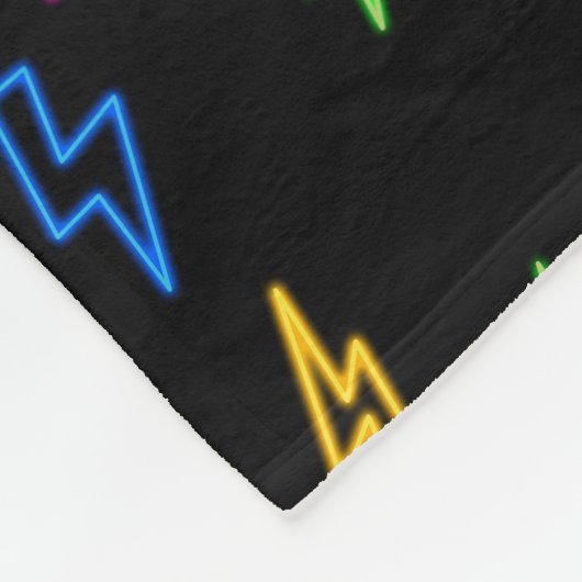 Farbenfrohe 80er Jahre Retro Neon Blitze Muster Fleecedecke (Ecke)