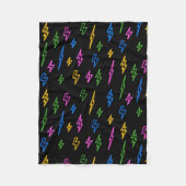 Farbenfrohe 80er Jahre Retro Neon Blitze Muster Fleecedecke (Vorderseite)