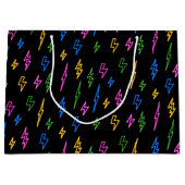 Farbenfrohe 80er Jahre Retro Neon Blitze Muster Große Geschenktüte (Vorderseite)