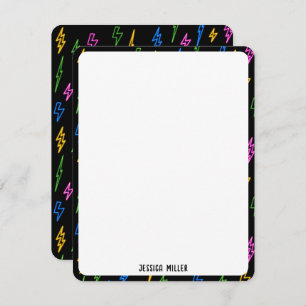 Farbenfrohe 80er Jahre Retro Neon Blitze Muster Mitteilungskarte