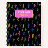 Farbenfrohe 80er Jahre Retro Neon Blitze Muster Notizblock (Vorderseite)