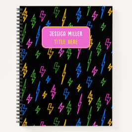 Farbenfrohe 80er Jahre Retro Neon Blitze Muster Notizblock