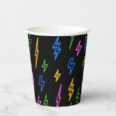 Farbenfrohe 80er Jahre Retro Neon Blitze Muster Pappbecher (Links)
