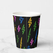 Farbenfrohe 80er Jahre Retro Neon Blitze Muster Pappbecher (Rechts)