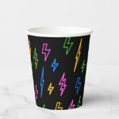 Farbenfrohe 80er Jahre Retro Neon Blitze Muster Pappbecher (Vorderseite)
