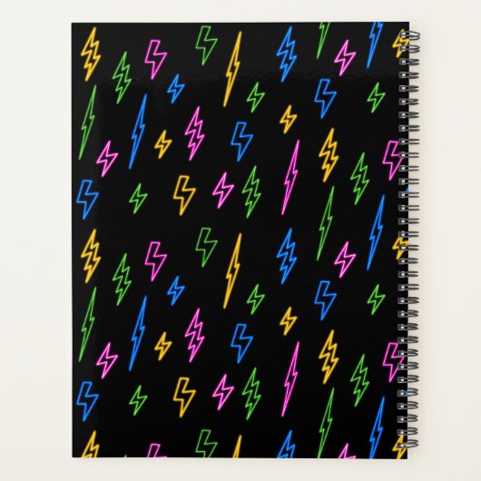 Farbenfrohe 80er Jahre Retro Neon Blitze Muster Planer (Rückseite)