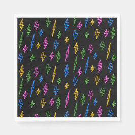 Farbenfrohe 80er Jahre Retro Neon Blitze Muster Serviette