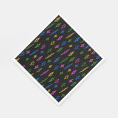 Farbenfrohe 80er Jahre Retro Neon Blitze Muster Serviette (Ecke)