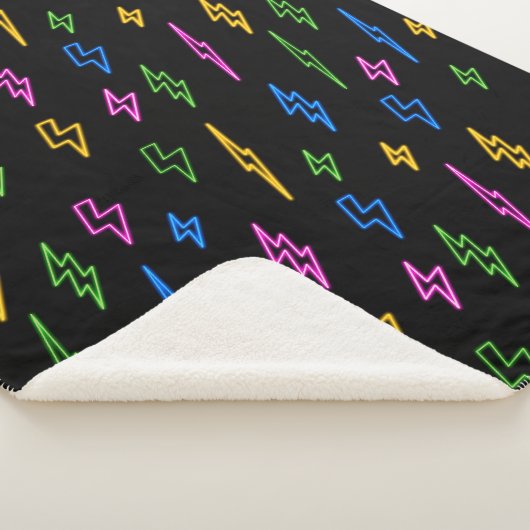 Farbenfrohe 80er Jahre Retro Neon Blitze Muster Sherpadecke (3/4)