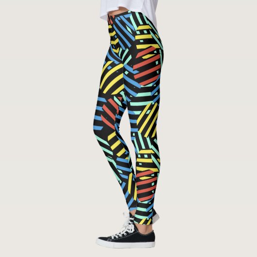 Farbenfrohe 80er Memphis Design Circle Pattern Leggings (Links)