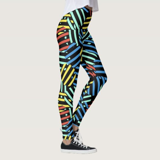 Farbenfrohe 80er Memphis Design Circle Pattern Leggings (Rechts)