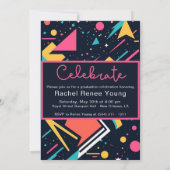 Farbenfrohe 80er Retro Bright Abschluss Ankündigun Einladung (Rückseite)