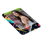 Farbenfrohe 80er Retro Bright Abschluss Ankündigun Magnet (Rechte Seite)