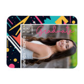 Farbenfrohe 80er Retro Bright Abschluss Ankündigun Magnet (Horizontal)