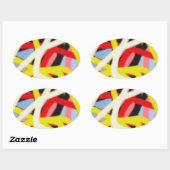 farbenfrohe 8773 abstrakte Kunst Ovaler Aufkleber (Blatt)