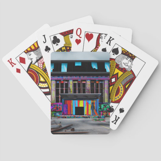 Farbenfrohe Abandoned Gebäude Abstrakt AI Art Spielkarten (Rückseite)