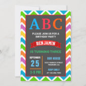 Farbenfrohe ABC Kids Alphabet Geburtstagsparty Einladung (Vorderseite)