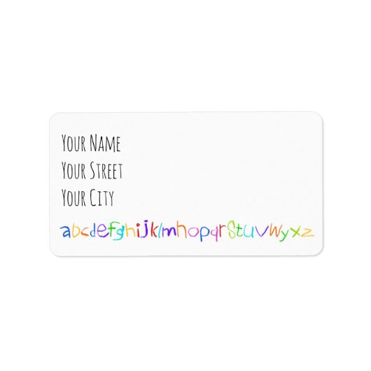 Farbenfrohe ABC Rainbow Crayons Kid's Handwriting Adressaufkleber (Vorne)