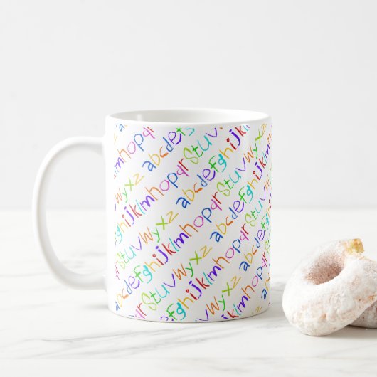 Farbenfrohe ABC Rainbow Crayons Kid's Handwriting Kaffeetasse (Mit Donut)