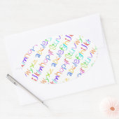 Farbenfrohe ABC Rainbow Crayons Kid's Handwriting Ovaler Aufkleber (Umschlag)