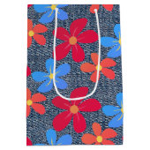 Farbenfrohe Abendessen auf Blue Jean Denim Mittlere Geschenktüte (Rückseite)