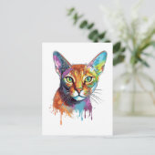 Farbenfrohe Abessinienkatze Postkarte (Stehend Vorderseite)