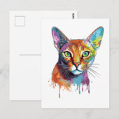 Farbenfrohe Abessinienkatze Postkarte (Vorne/Hinten)