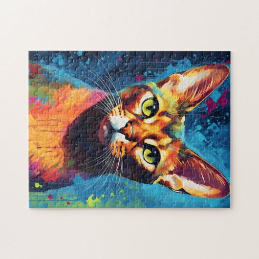 Farbenfrohe Abessinienkatze Puzzle (Horizontal)