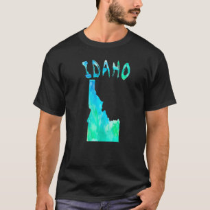 Farbenfrohe Abgeschiedene Idaho Staat Karte T-Shirt