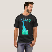 Farbenfrohe Abgeschiedene Idaho Staat Karte Wasser T-Shirt (Vorne ganz)